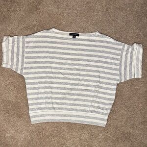 Karen Kane Gray and White Striped Boatneck Tee